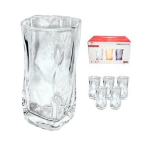 6pk 270ml Clear Glass Tumblers w/ Wavy Edge
