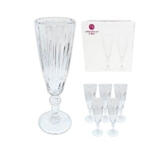 6pk 150ml Ribbed Fluted Champagne Glass