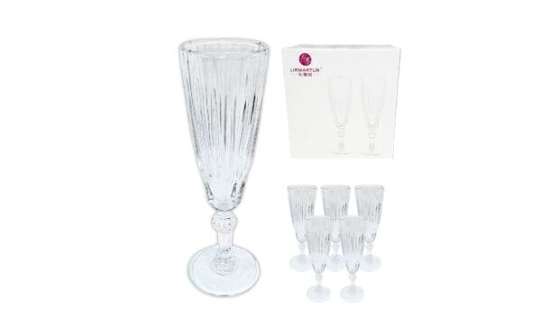 6pk 150ml Ribbed Fluted Champagne Glass