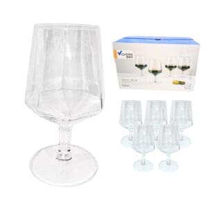 6pc 440ml Wine Glass w/ 8 Panels