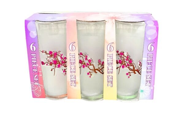6pk Printed Glass Tumblers 'Cherry Blossoms' - Image 2