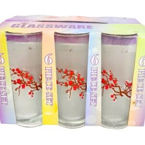 6pk Printed Glass Tumblers 'Cherry Blossoms'