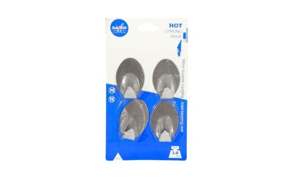 4pk 2" x 1.5" Oval Metal Hooks on Card