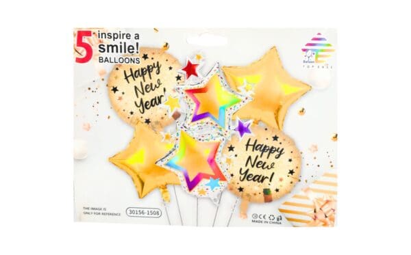 5pc Balloon Set 'Happy New Year'
