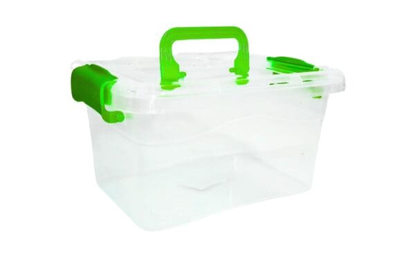 7.5" x 5.5" x 4" Plastic Storage Container w/ Handle & Side Clips - Image 2