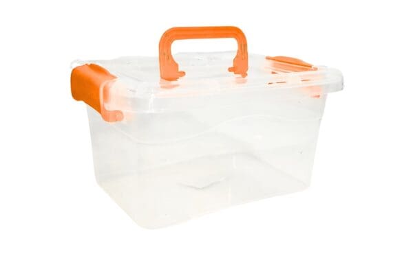 7.5" x 5.5" x 4" Plastic Storage Container w/ Handle & Side Clips