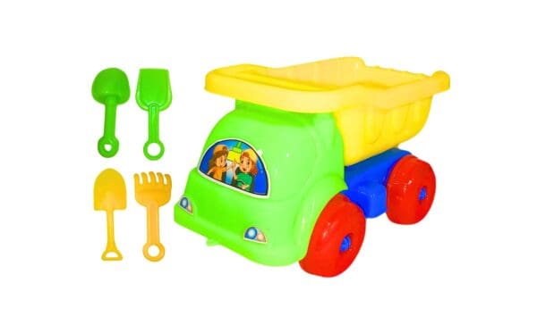 5" Plastic Dump Truck w/ Beach Tools