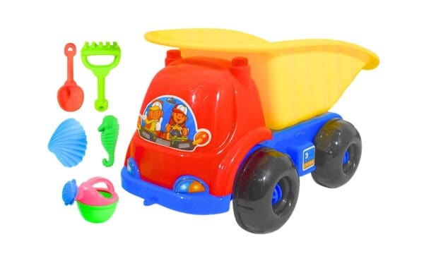 9" Plastic Dump Truck w/ Beach Toys