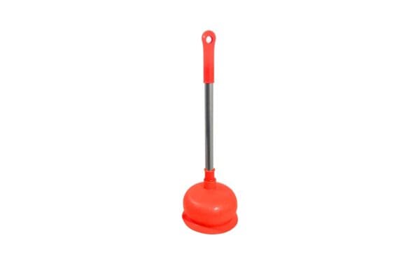 6" Diameter Red Toilet Plunger w/ Silver Handle