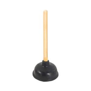 6" Diameter Black Toilet Plunger w/ Wood Handle