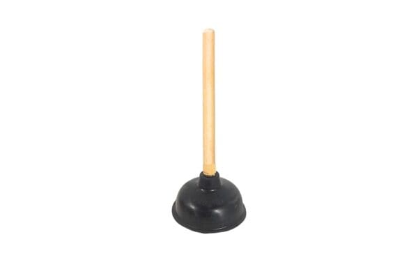 6" Diameter Black Toilet Plunger w/ Wood Handle