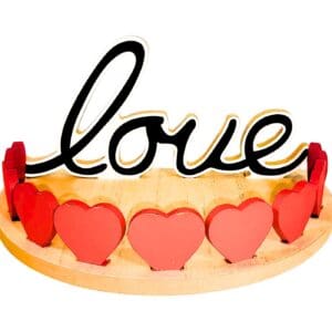 8" Semi Circle MDF Tray w/ Heart 'Love'