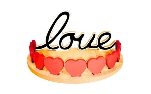 8" Semi Circle MDF Tray w/ Heart 'Love'