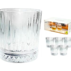 6pc 270ml Whisky Glass w/ Embossed Vertical Lines