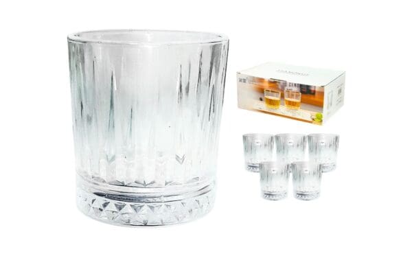 6pc 270ml Whisky Glass w/ Embossed Vertical Lines