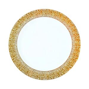 10pk 10" Plastic Party Plate w/ Gold Rim