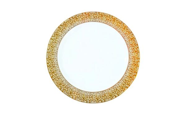 10pk 10" Plastic Party Plate w/ Gold Rim