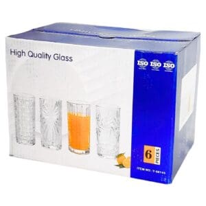 6pc 300ml Embossed Glass Tumblers