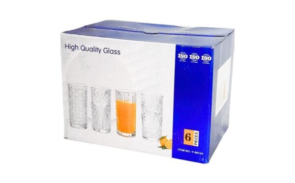 6pc 300ml Embossed Glass Tumblers