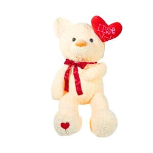 32" (80cm) Plush Bear w/ Plush Heart on String 'I Love You'