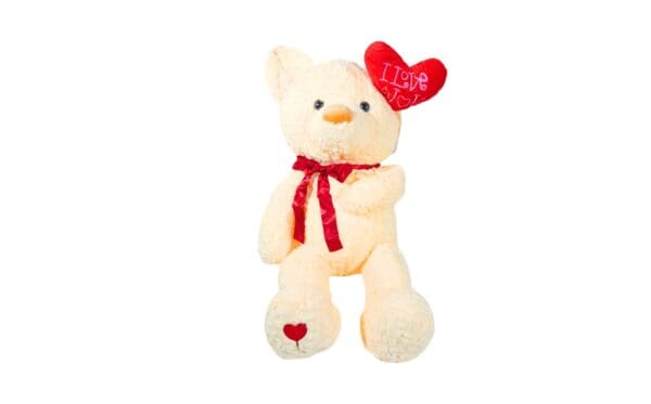 32" (80cm) Plush Bear w/ Plush Heart on String 'I Love You'