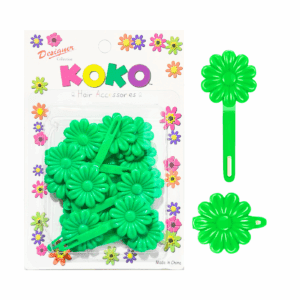 18pk Emerald Green Plastic Flower Hair Barrettes 'Daisy'