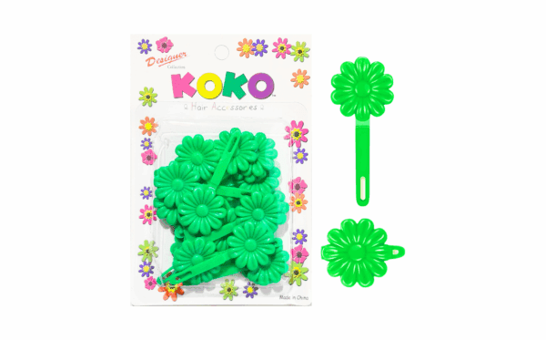 18pk Emerald Green Plastic Flower Hair Barrettes 'Daisy'