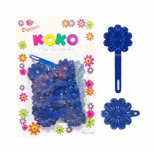 18pk Navy Plastic Flower Hair Barrettes 'Daisy'