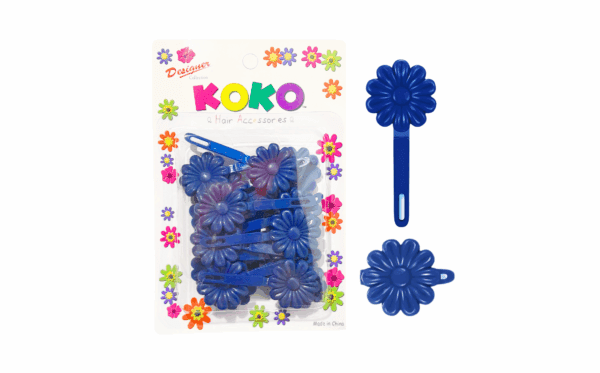 18pk Navy Plastic Flower Hair Barrettes 'Daisy'