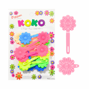 18pk Neon Color Daisy Hair Barrettes