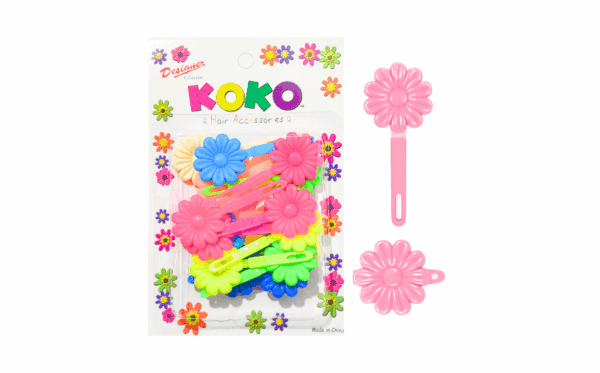 18pk Neon Color Daisy Hair Barrettes