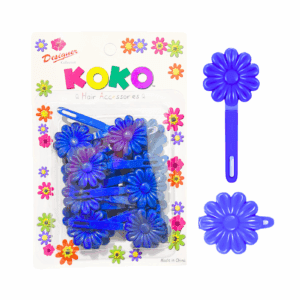 18pk Royal Blue Plastic Flower Hair Barrettes 'Daisy'