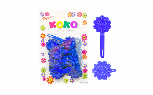 18pk Royal Blue Plastic Flower Hair Barrettes 'Daisy'