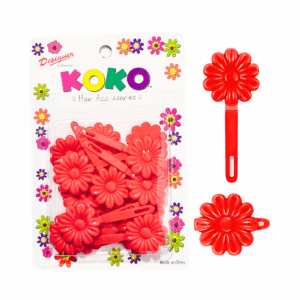 18pk Daisy Flower Red Plastic Hair Barrettes
