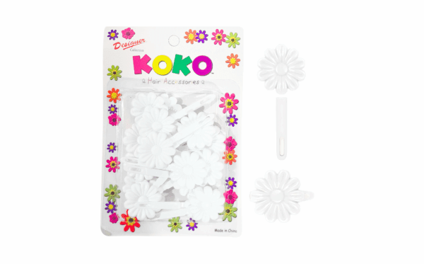 18pk White Daisy Hair Barrettes