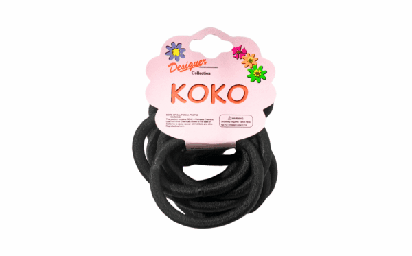 12pk Black Elastic Hair O's w/out Metal