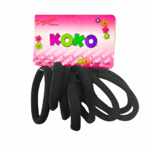 8pc Small Black Elastic Band w/ Metal