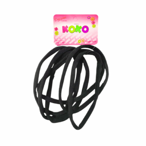 6pc Long Black Color Elastic Band w/out Metal