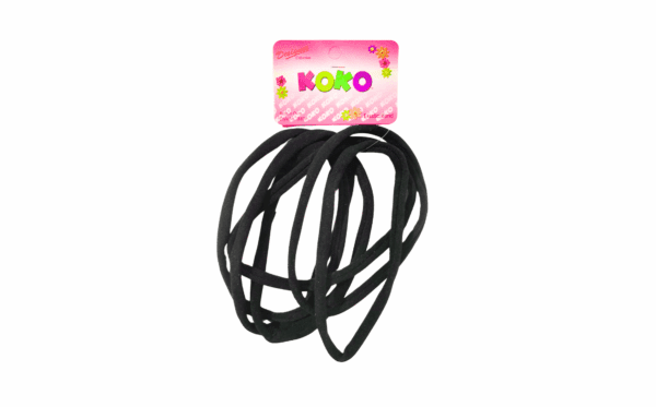 6pc Long Black Color Elastic Band w/out Metal