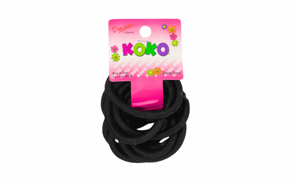 12pk Black Color Elastic Hair Bands