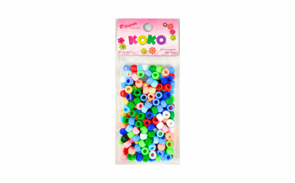 200pk Asst Colors Round Hair Beads