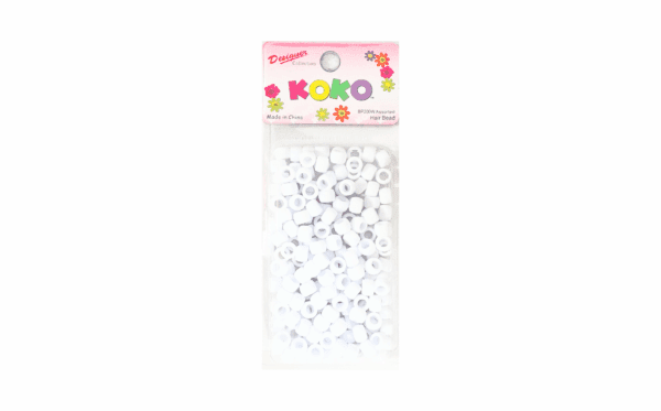 200pk All White Round Hair Beads