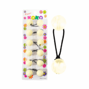 6pc Ivory Ball Ponytails