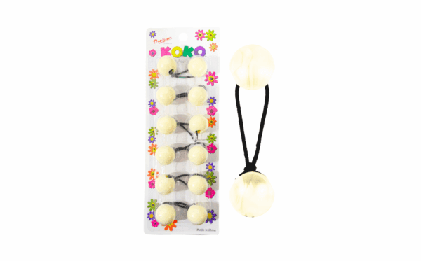 6pc Ivory Ball Ponytails