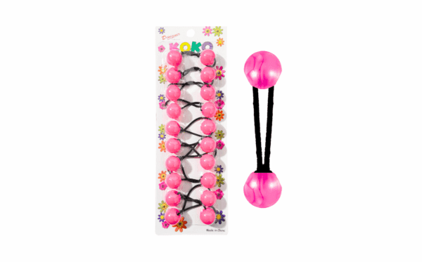 10pc Hot Pink Ball Ponytail