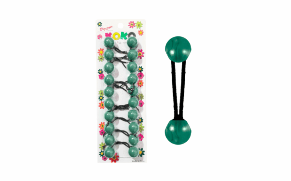 10pk Hunter Green Ball Ponytails