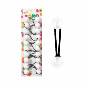 10pk White Ball Ponytails