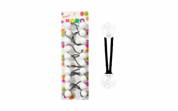 10pk White Ball Ponytails