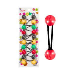 10pc Black / Yellow / Green / Red Ball Ponytail
