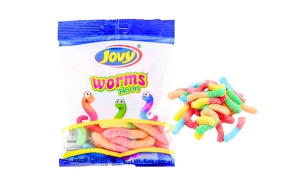 6oz Neon Gummy Worms 'Jovy'